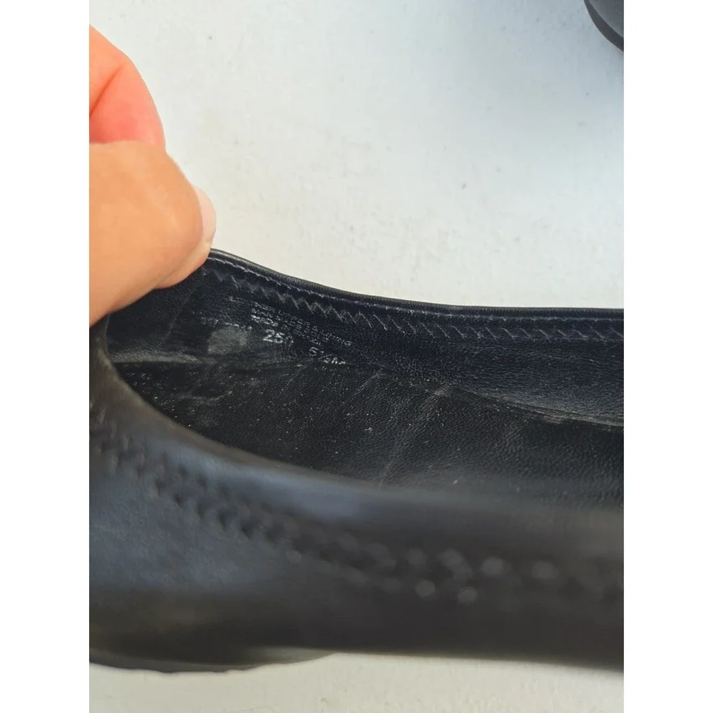 Tory Burch Reva Black Leather Ballet Flats Silver Tone Signature Logo size 5.5 - Picture 7 of 8